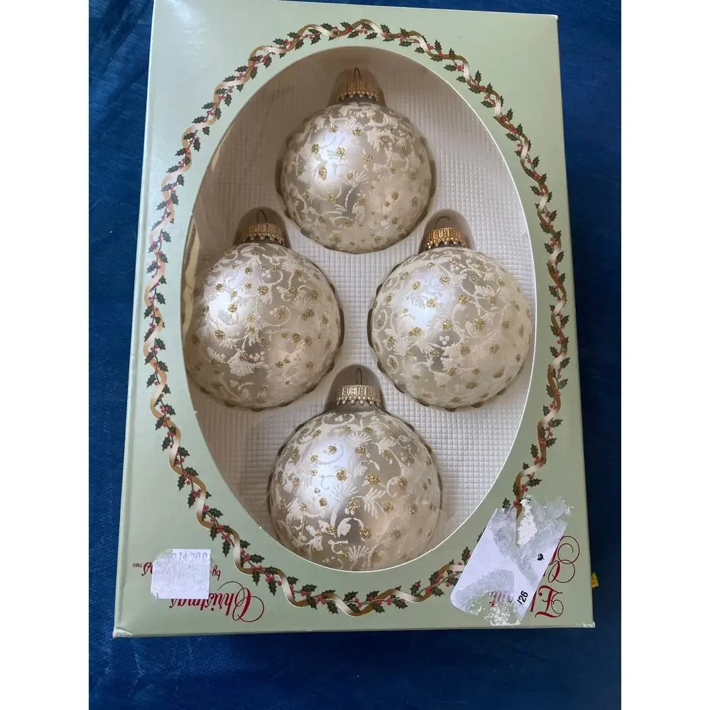 vintage Christmas by Krebs glass ornaments 4 ornaments hand crafted